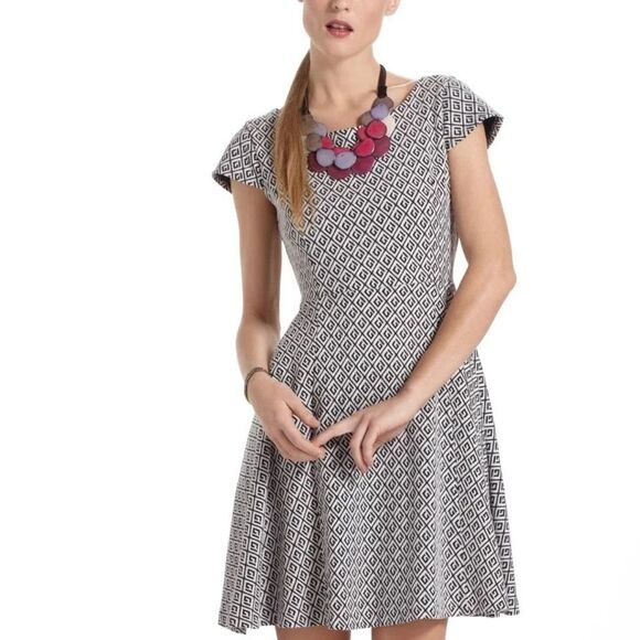 Anthropologie Maeve Jacquard Geometric Skater Dress Size Small - Picture 2 of 8